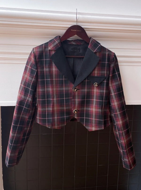 Queen British Girl Retro Check Jacket + Retro Check Skirt