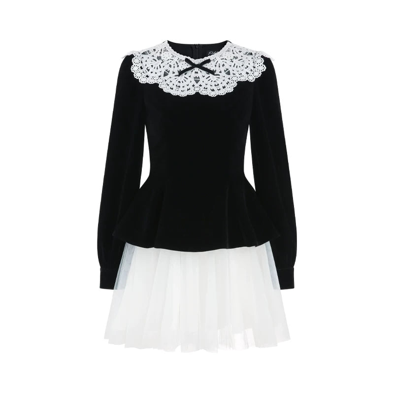 Black Velvet Lace Dress