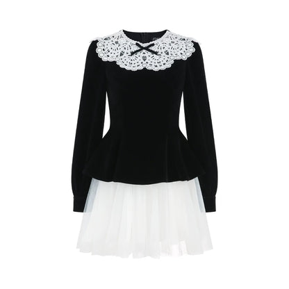 Black Velvet Lace Dress