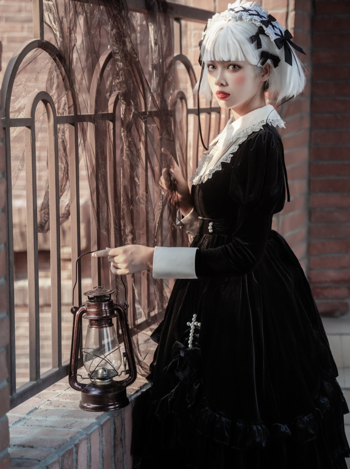 Velvet Cross Maid Gothic Dark Lolita Dress