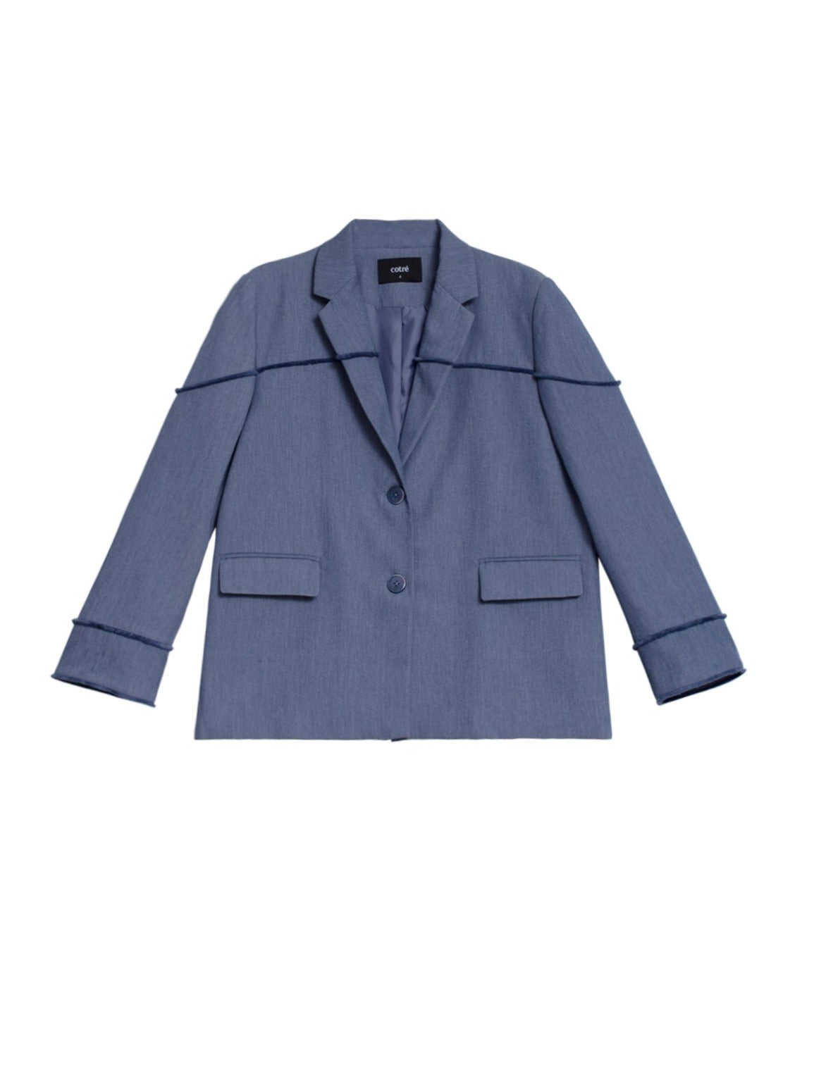 Barrier Blue Raw Edge Split Blazer