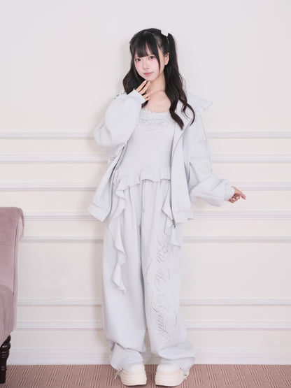 Lace Subculture Hooded Sweatshirt + Camisole + Shorts + Long Pants
