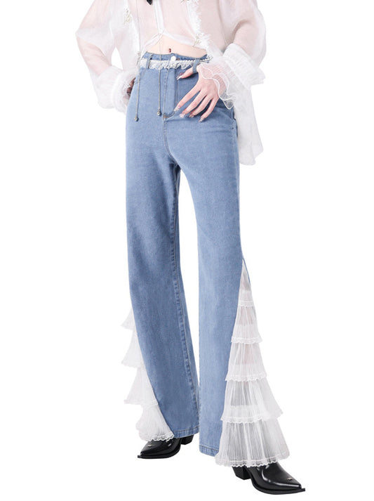 Lace Fairy Cool Flare Denim Pants