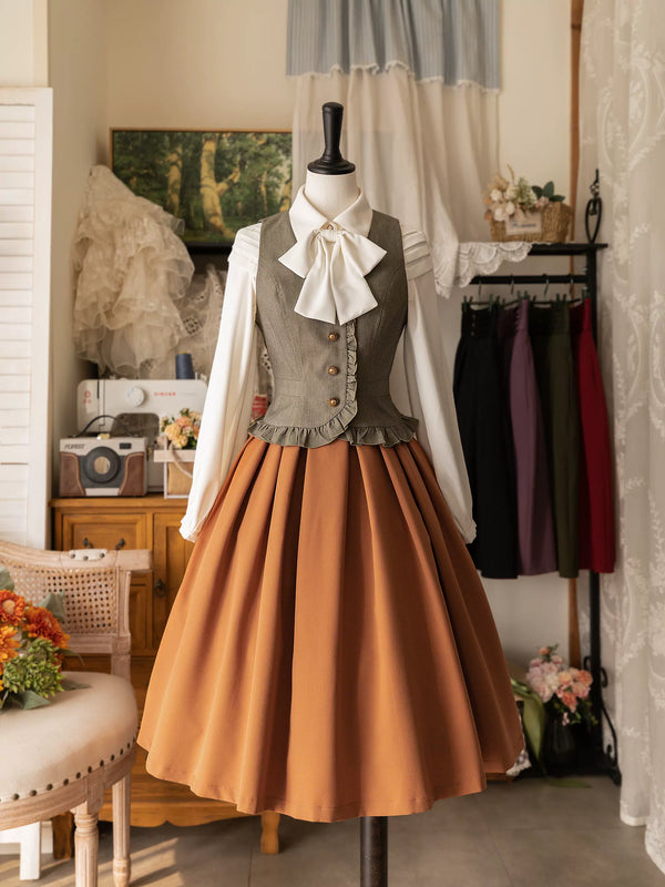 Retro Classic Forest Pleats Skirt