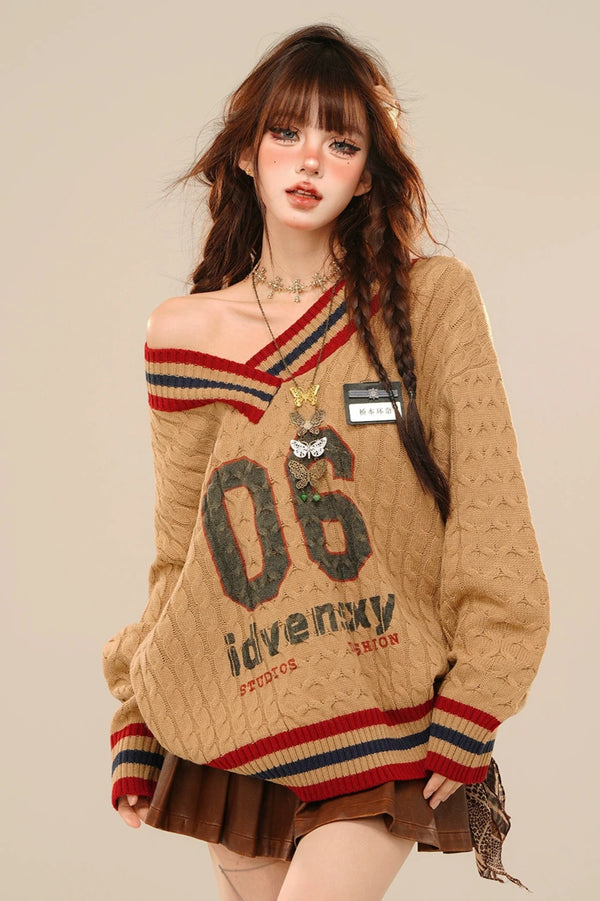 Lazy Off Shoulder Loose Twist Sweater