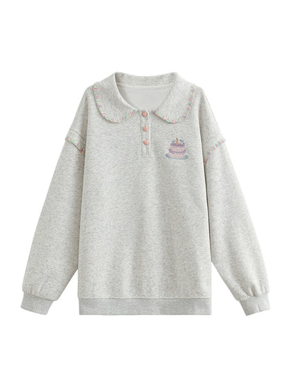 Mori Embroidery Doll Collar Sweatshirt