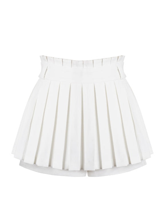 College polo sleeveless top + polo sweater + pleated skirt