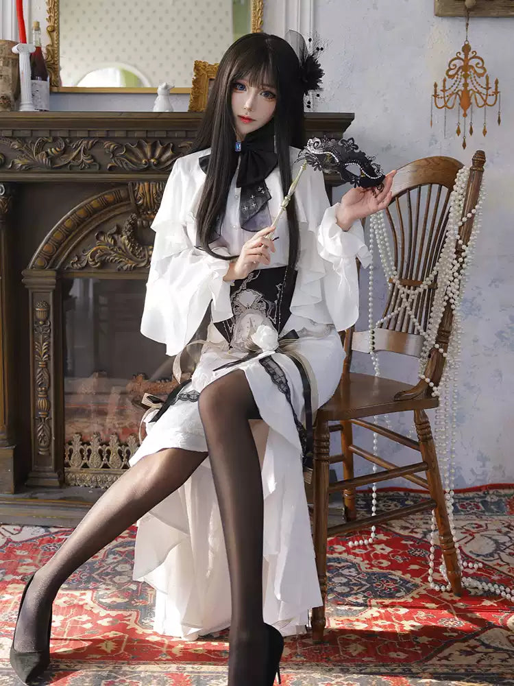 [Pre-order] Elegant Flower Skirt + Ruffle Top + Waist Belt