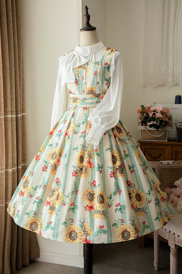 Floral Retro Sleeveless Dress + Shirt