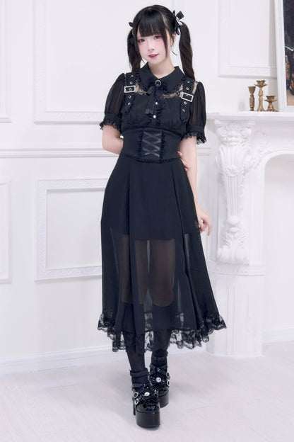 Subculture sheer top + long skirt