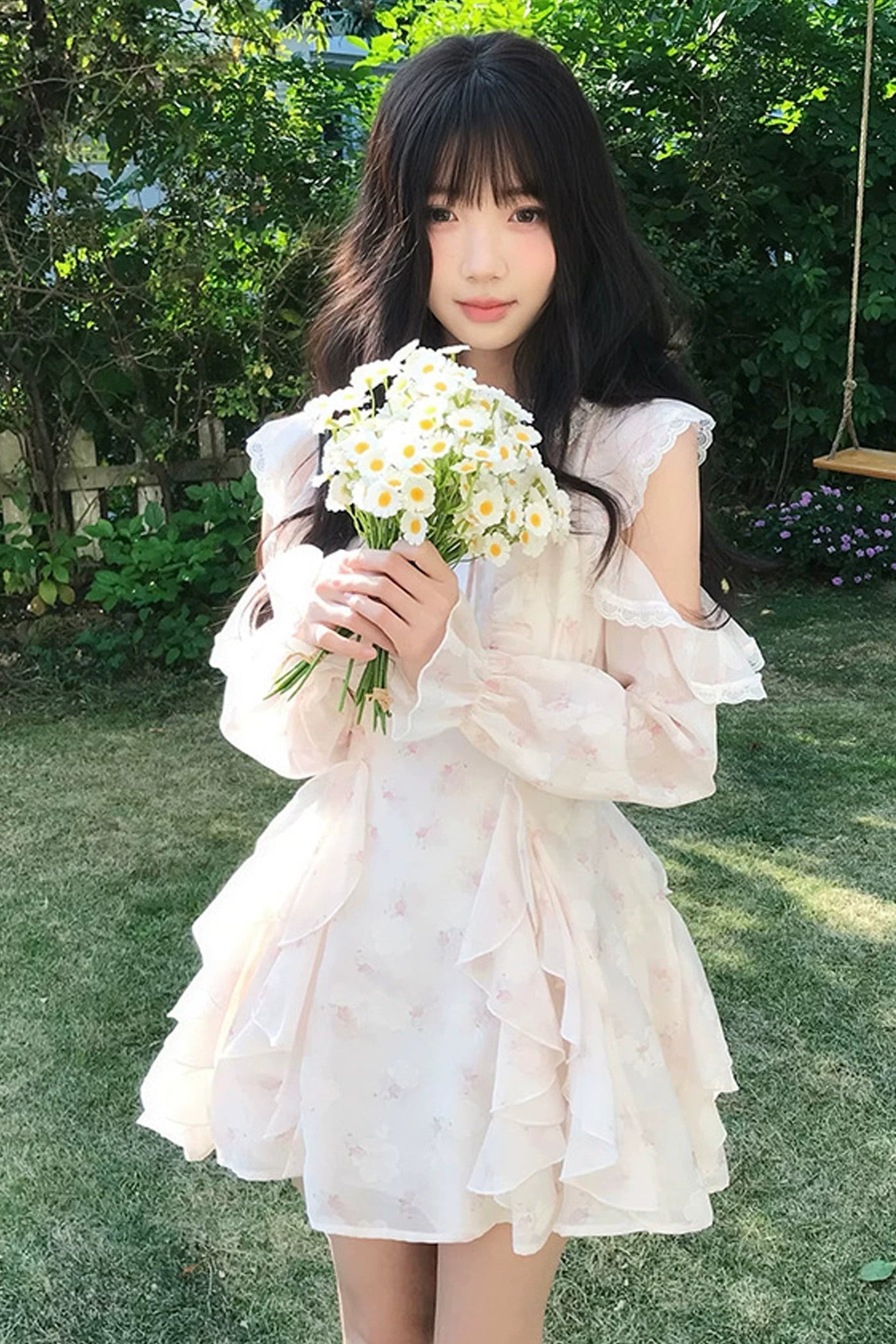 甜美碎花雪纺连衣裙