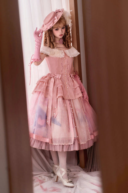 [Reservation product] French Rose Elegant Split Princess Dress Suit