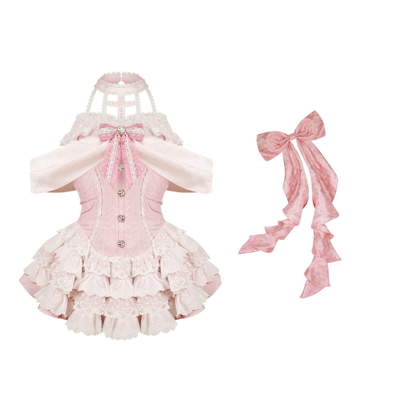 Mary Sweetheart Jacquard Dress + Ribbon + Skirt
