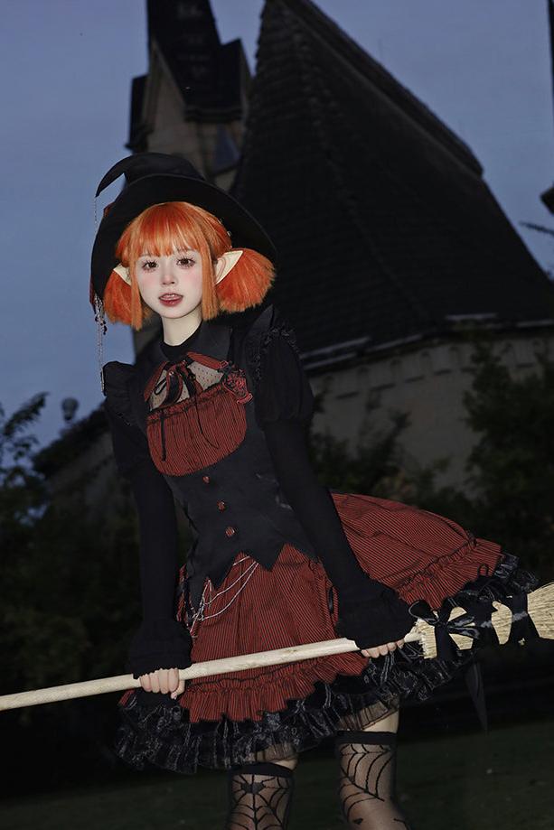[Vorbestellschluss 8. Mai] Schmales ärmelloses Halloween-Gothic-Kleid im Zaubertrank-Stil