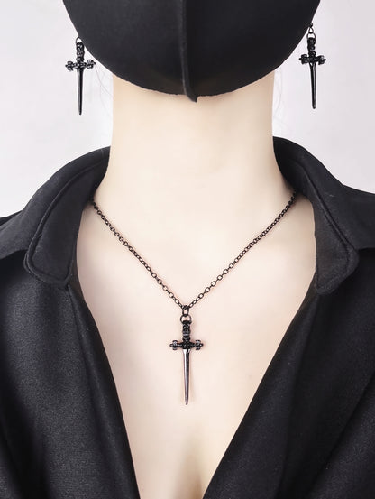 Punk Mode Cross Chain Necklace・Pierce