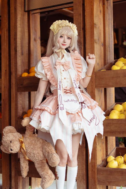 [Reservation product] Peach and mangoopinkute style suspender dress