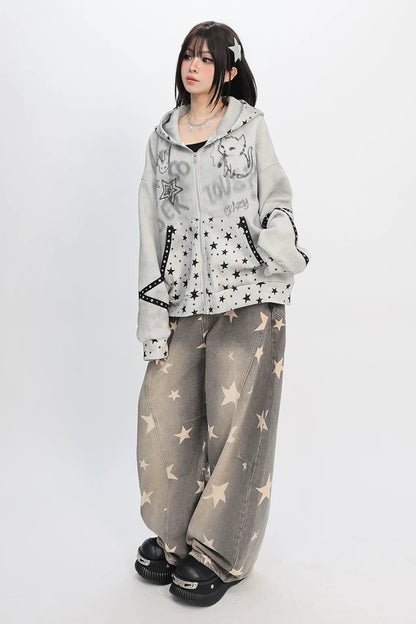 グラフィティタイダイフーデッドジャケット