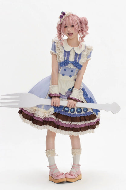 【8月8日予約締切】ブルーベリーカフェロリータOPドレス（ショート・ロング）＋エプロン＋ケーキミニハット