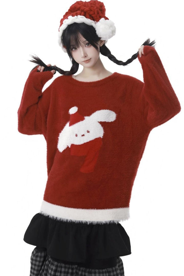 Christmas Velvet Faux Mink Sweater