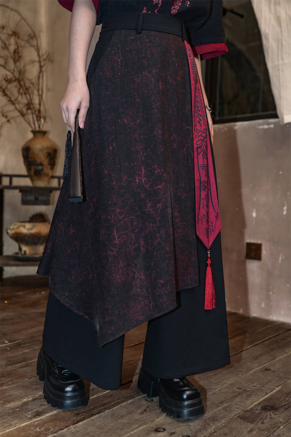 ダークチャイナワイドレッグパンツ