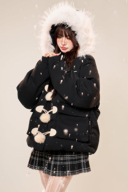 サシーシックンドフーディーコットンジャケット