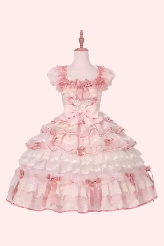 [Reservation deadline on October 18] Rose Garden Floral Pearl Ribbon Tulle Dress