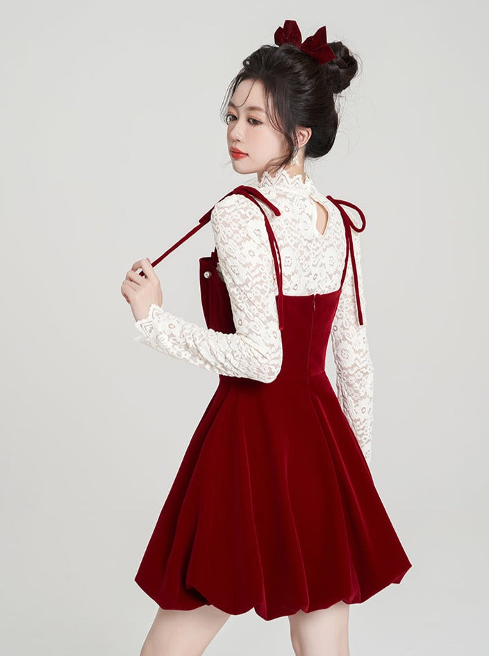 Red Pearl Suspender Dress