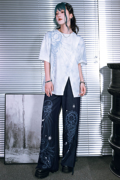 Drop Shoulder Printed Tie Dye Shirt