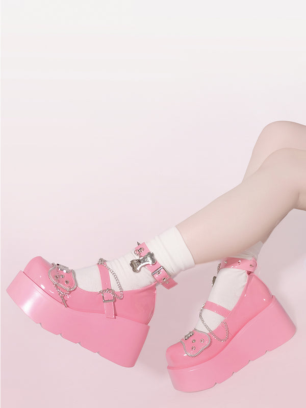 Punk Rivet Bone Millennium Platform Shoes
