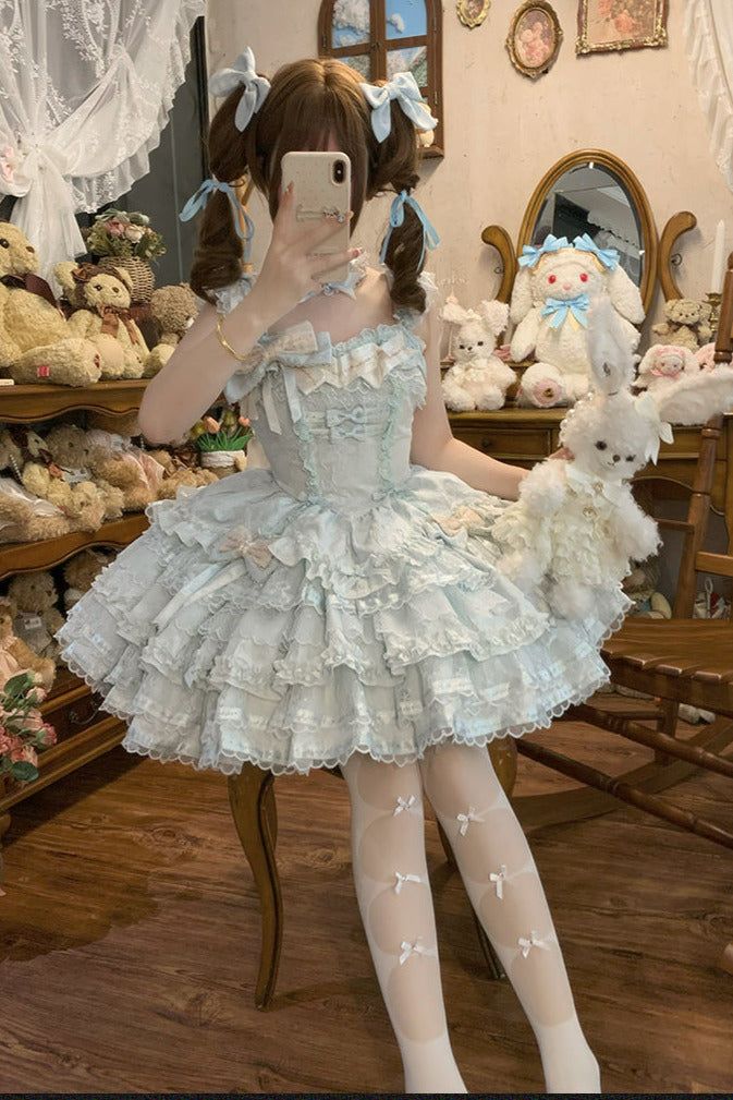 Tricolor dark gothic ribbon dress + accessories