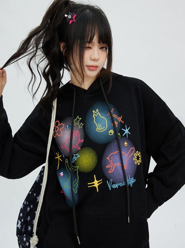 Spray Art Style Loose Casual Hoodie