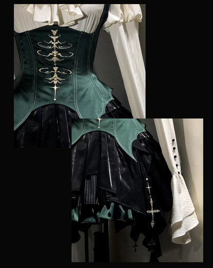 【12月3日予約締切】inverted spell contract ダークゴシックウィッチドレスフルセット＋シャツ＋ベスト＋スカート