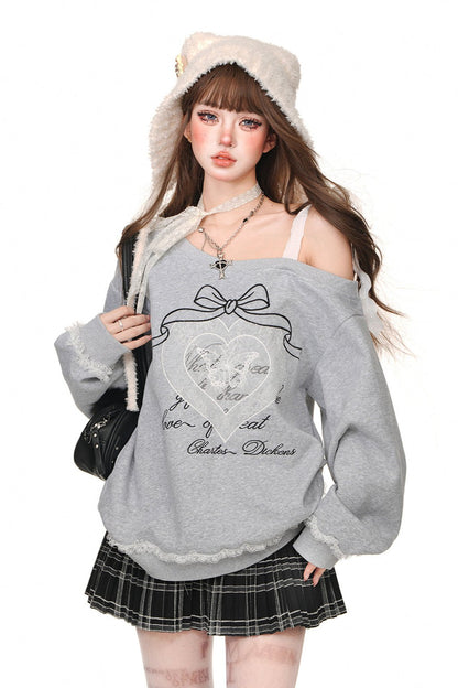 Lazy Korean Lace Sweatshirt