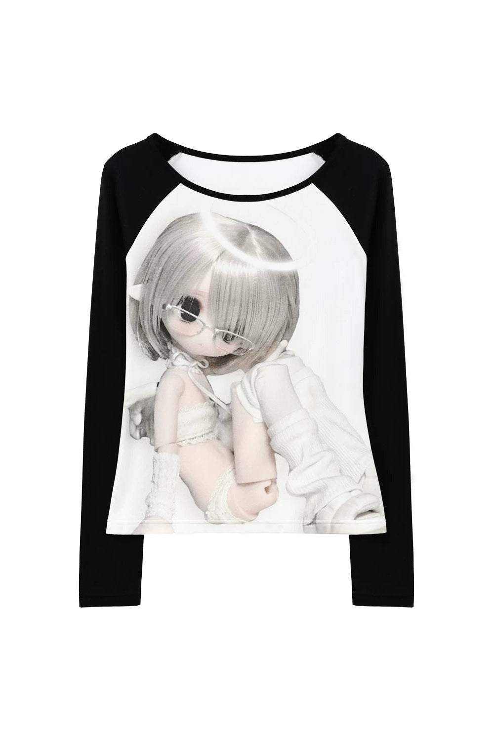 블랙 앤 화이트 래글런 탑 + 플리츠 스커트