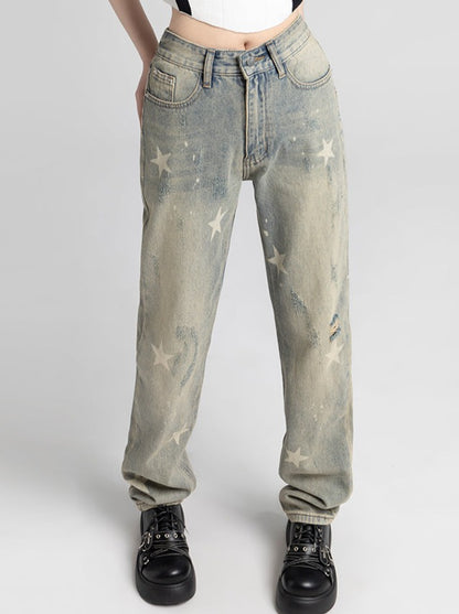 starched denim pants