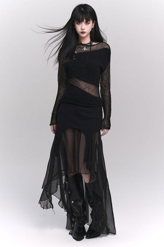 Sheer mode top + sheer long skirt