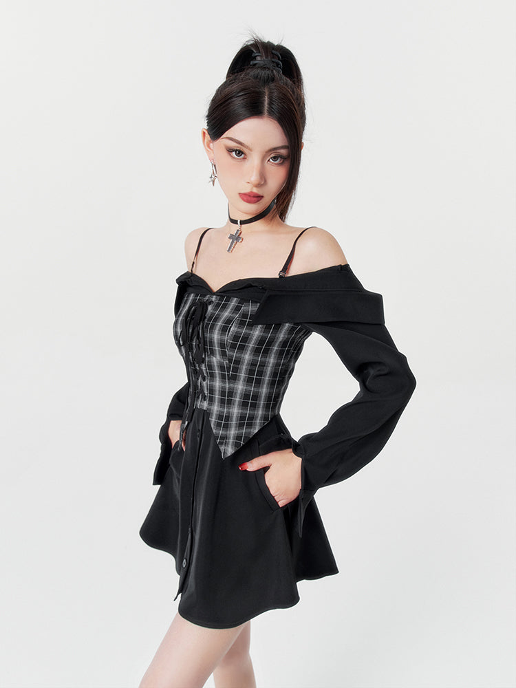 Lace-up Bustier Docking 2Way Dress