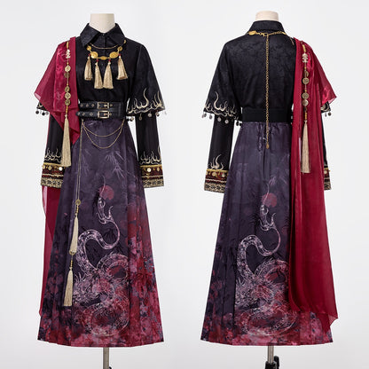 ファイヤーチャイナロングコート＋トップス＋ロングスカート