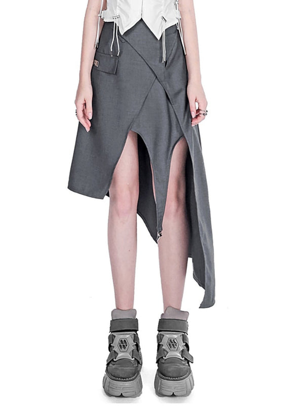 Mode Eyelet Assimeire Hem Clip Strap Skirt