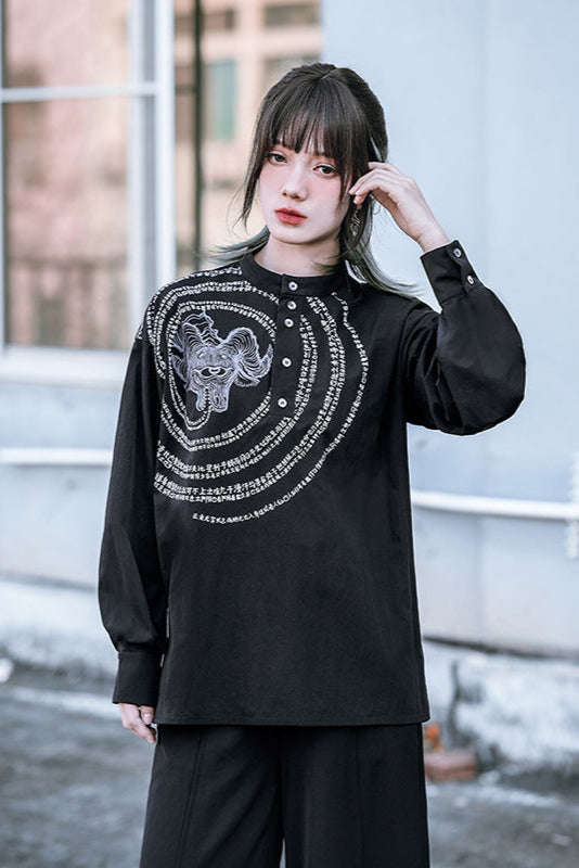 Retro Chic Stand Collar Shirt