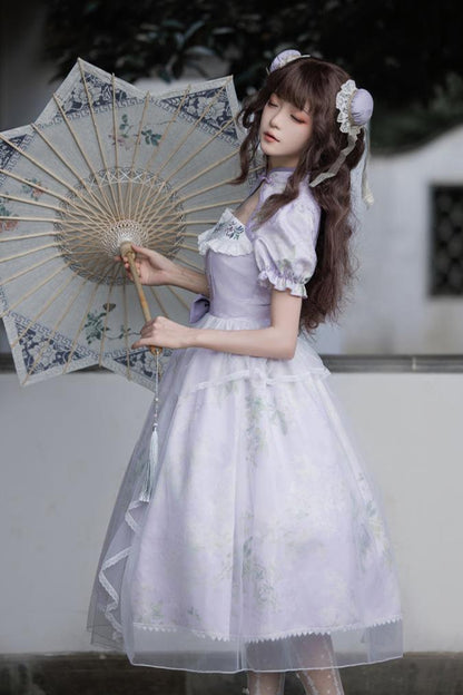 Retro China Flower Purple Lolita Dress