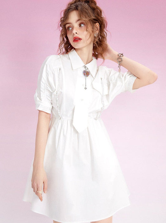 Puff Sleeve Ruched Dress