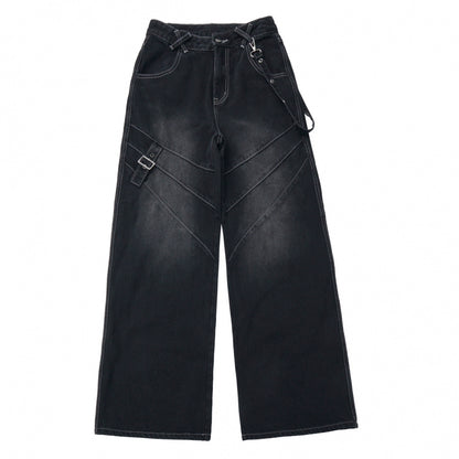 チェッカーボードオートバイジャケット+スウェット+デニムパンツ