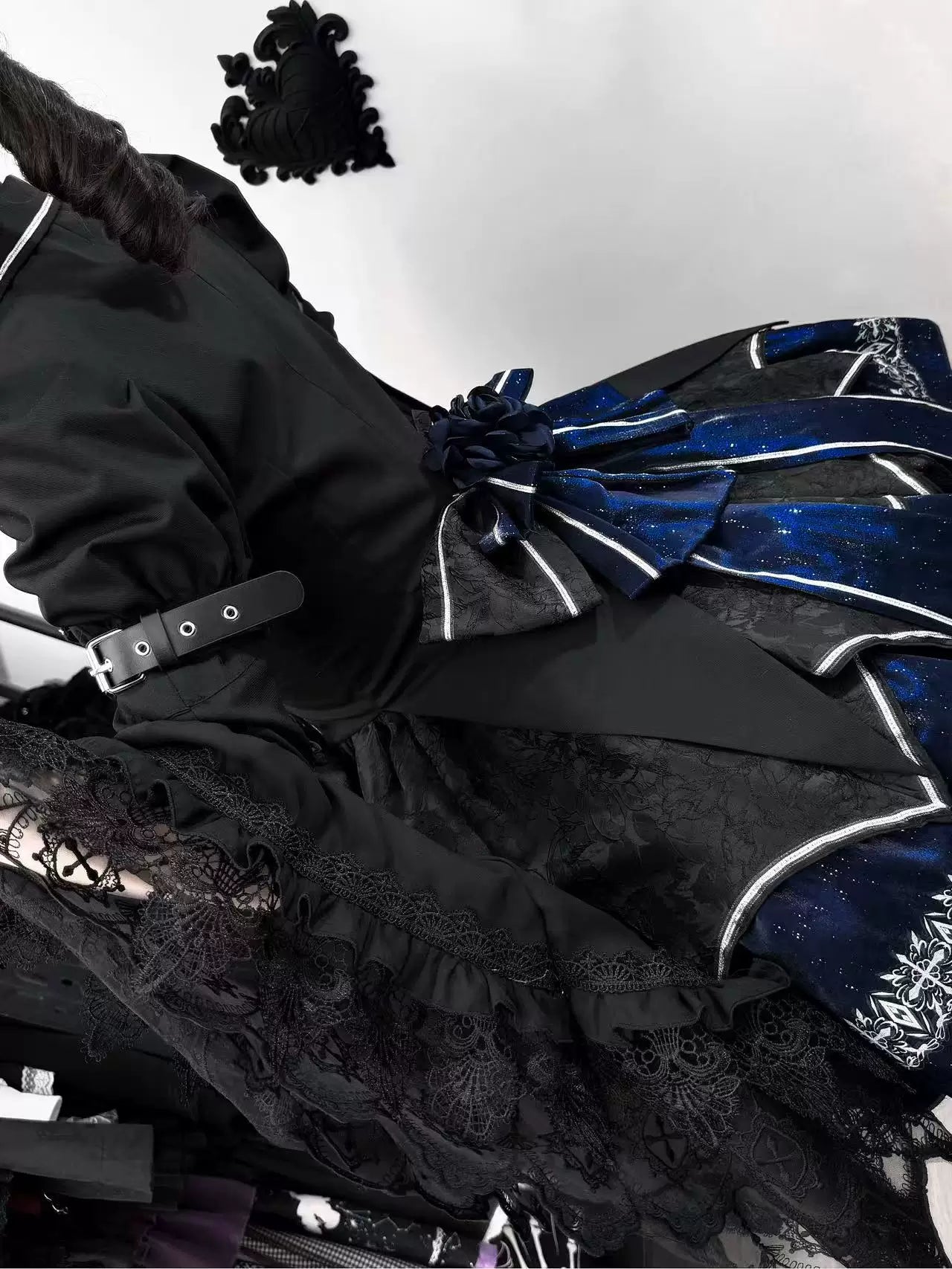 [Pre-order Deadline: April 11] Blue Red Noir Dark Gothic Lolita Jacket Dress Princess Sleeve Full Set + Matching Set