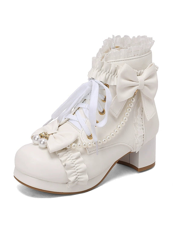 Pearl Ribbon Sweet Lolita Boot