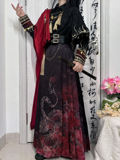 ファイヤーチャイナロングコート＋トップス＋ロングスカート