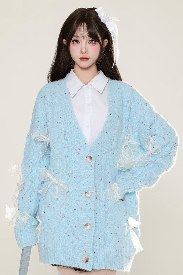 モヘアボウディテールVネックカーディガン