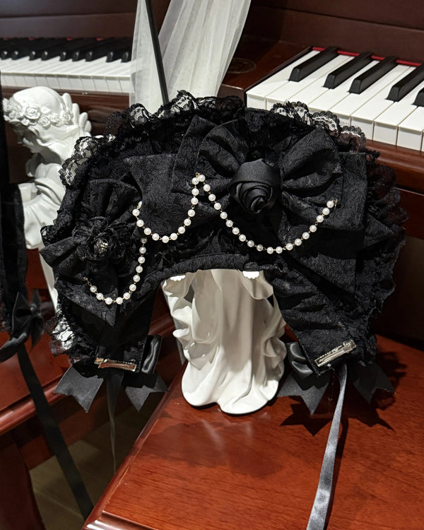 ローズフリルプリンセスジャンパースカート+バッグリボン+ボンネット