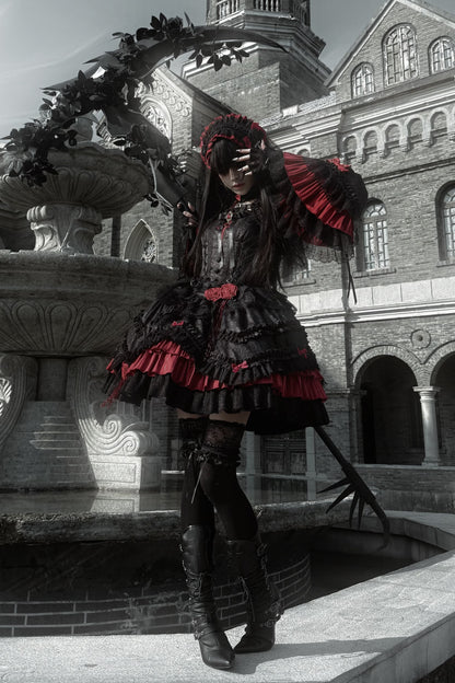 【4月21日予約締切】ブラッドフィーストダークゴシックローズクロスコルセットサスドレス＋ベルスリーブショートジャケット＋アクセサリー