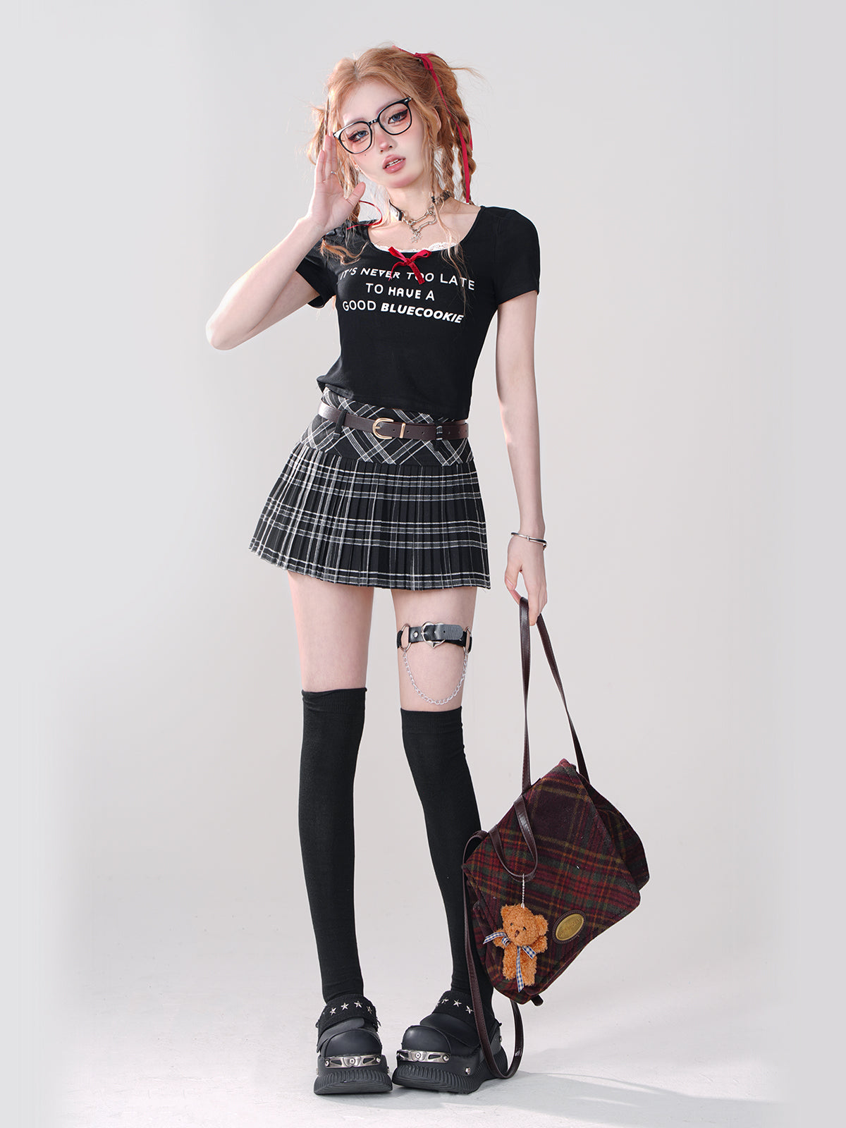 Cool College Belt Check Skirt